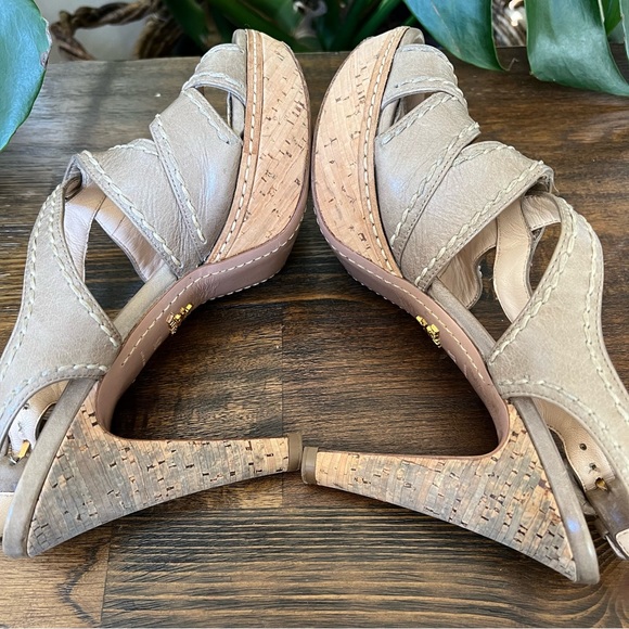 Prada Strapped Sage Green Leather Crock  Ankle Strap Platform Heels EU37.5 - Picture 8 of 14